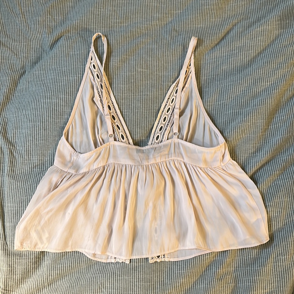Etam French lingerie blush pink summer bow eyelet spaghetti strap top - Picture 2 of 2